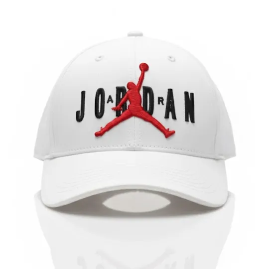 Jordan White Cap – Red Logo